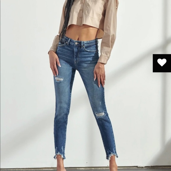 KanCan Denim - KanCan Declan high rise skinny ankle chewed hem jeans size 25